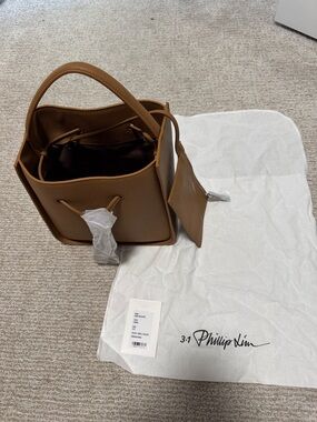 3.1 Phillip Lim Camel Brown Pebbled Leather Drawstring Shoulder Bag with Pouch